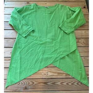 B’gauze Shark Bite Hem Top Size 1 (US Small) 100% Gauzy Cotton Women’s Green